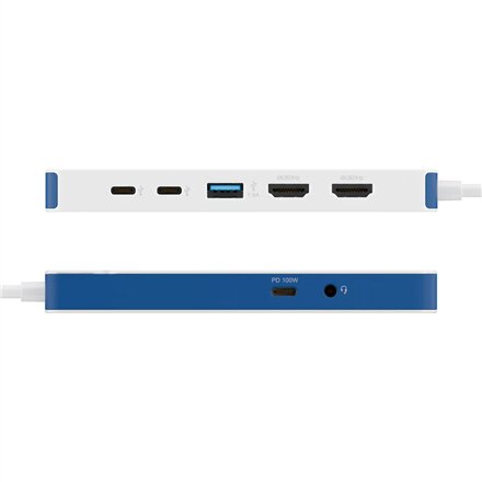 Hyper HyperDrive Flex 9 Port Dual 4K HDMI Dock, White/Blue , HD4103BUGL , HDMI ports quantity 2