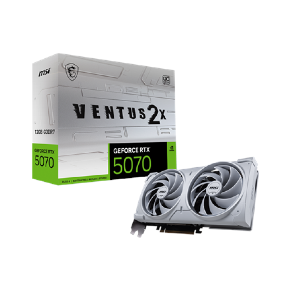 MSI GeForce RTX 5070 12G VENTUS 2X OC WHITE , NVIDIA , 12 GB , GeForce RTX 5070 , GDDR7 , HDMI ports quantity 1 , PCI Express Gen 5