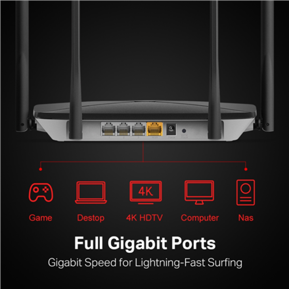 AC12G AC1300 Wireless Dual Band Gigabit Router , AC12G , 802.11ac , 400+867 Mbit/s , 10/100/1000 Mbit/s , Ethernet LAN (RJ-45) ports 3 , Mesh Support No , MU-MiMO Yes , No mobile broadband , Antenna type 4xFixed , No