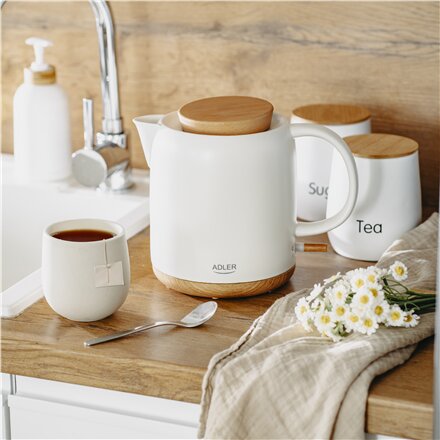 Adler Electric Kettle , AD 1304 , Electric , 1200 W , 1 L , Ceramic , 360° rotational base , White