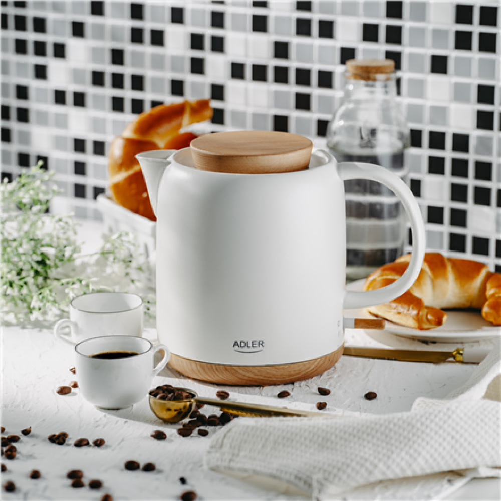 Adler Electric Kettle , AD 1304 , Electric , 1200 W , 1 L , Ceramic , 360° rotational base , White