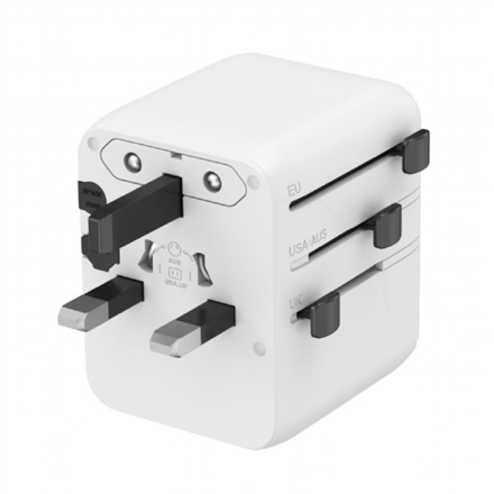 Gembird TPA-1A2C20-01-W Universal travel power adapter, 20 W, white , Gembird