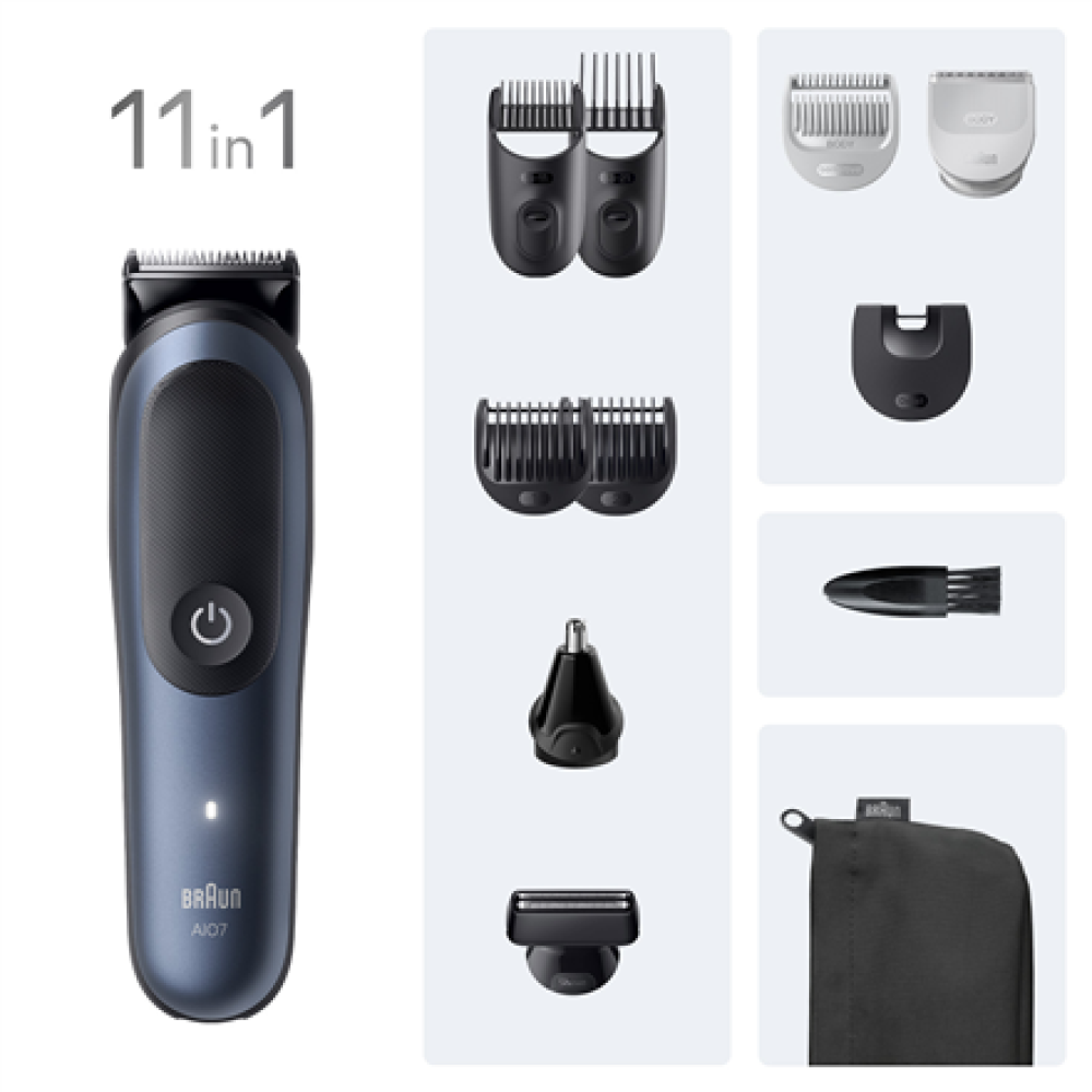 Braun 11in1 Grooming Kit , All-in-One Series 7 AIO7540 , Cordless , Number of length steps 14 , Black/Blue