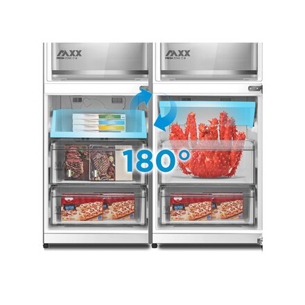 Midea Refrigerator , MDRB548MME46 , Energy efficiency class E , Free standing , Combi , Height 186 cm , No Frost system , Fridge net capacity 271 L , Freezer net capacity 130 L , 35 dB , Grey