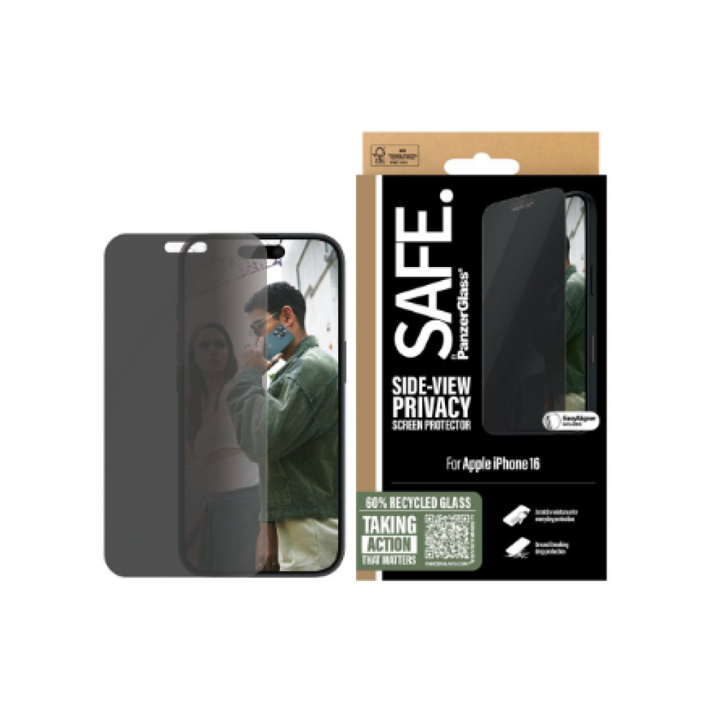 PanzerGlass Screen protector , Apple , iPhone 16 , Glass , Black , Ultra-Wide Fit