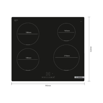 Bosch , Hob , PUE611BB5E , Induction , Number of burners/cooking zones 4 , Touch , Timer , Black