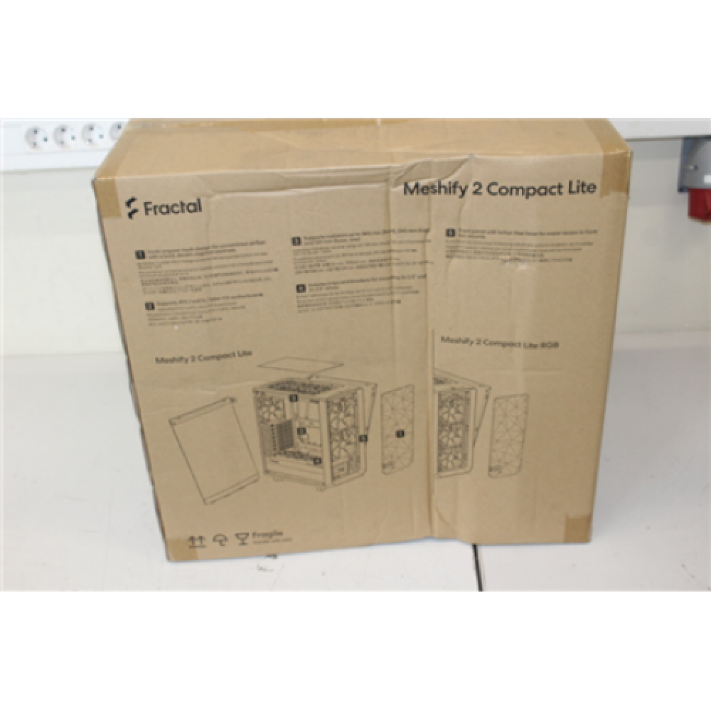 SALE OUT. Fractal Design Meshify 2 Compact Lite Black TG Light tint Fractal Design Meshify 2 Compact Lite Side window Black TG Light tint Mid-Tower DAMAGED PACKAGING Power supply included No