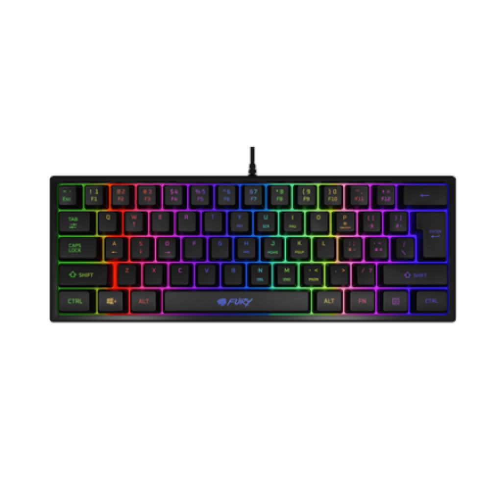 Fury Tiger Gaming keyboard, RGB LED light, US, Black, Wired, USB Type-A