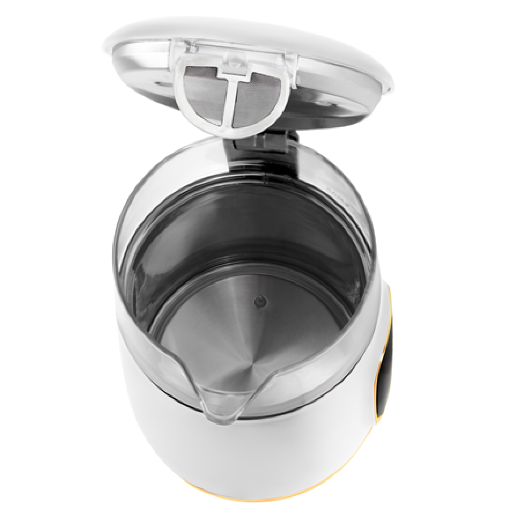 Adler Kettle with LED Display , AD 1305 , Electric , 2200 W , 1.7 L , Plastic , 360° rotational base , White/Gold