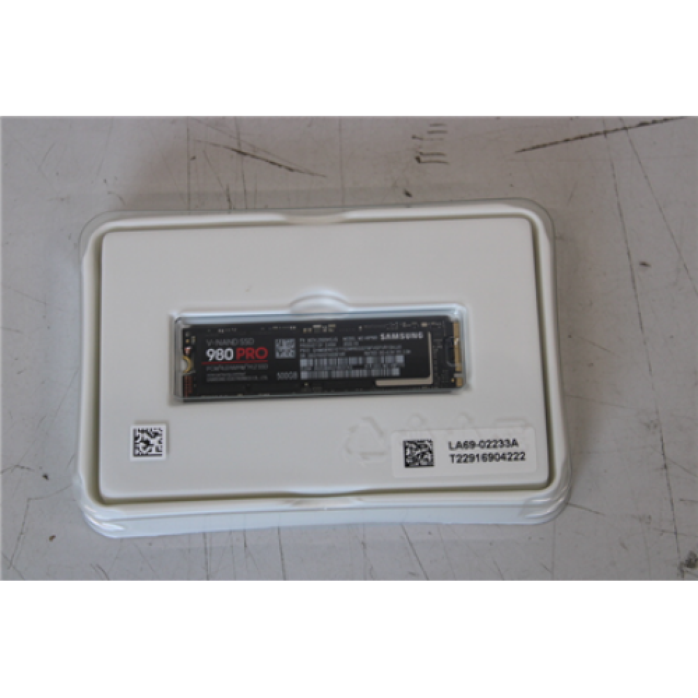 SALE OUT. Samsung 980 PRO PCle 4.0 NVMe M.2 500 GB SSD Samsung V-NAND SSD 980 PRO 500 GB, SSD form factor M.2 2280, SSD interface M.2 NVME, DAMAGED PACKAGING, Write speed 3000 MB/s, Read speed 3500 MB/s