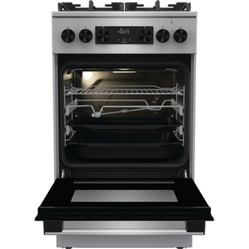 Cooker , GK5C65XV , Hob type Gas , Oven type Electric , Stainless steel , Width 50 cm , Grilling , LED , Depth 59.4 cm , 70 L