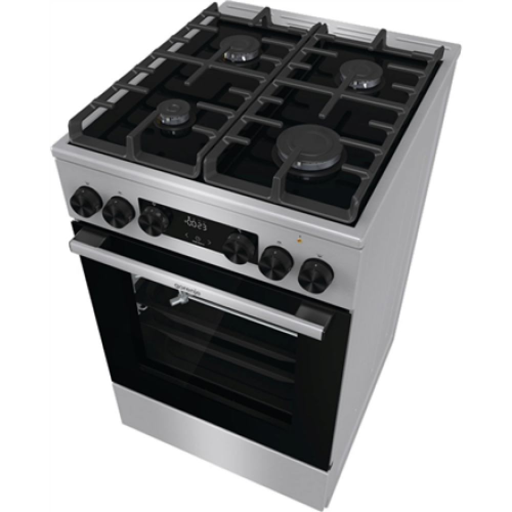 Cooker , GK5C65XV , Hob type Gas , Oven type Electric , Stainless steel , Width 50 cm , Grilling , LED , Depth 59.4 cm , 70 L