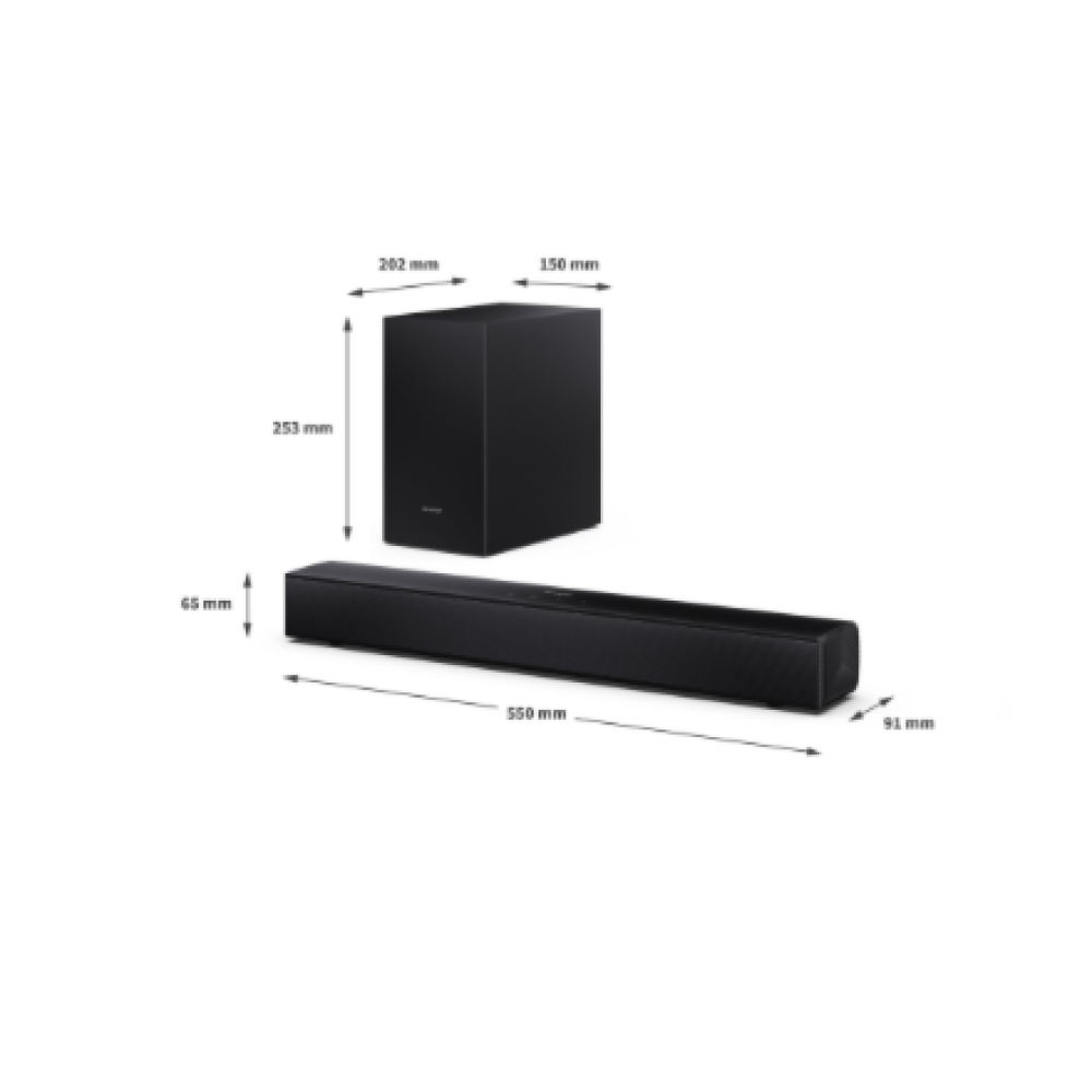 Sharp Compact 2.1 Soundbar with Wireless Subwoofer , HT-SBW121 , 240 W , Bluetooth , Black , Wireless connection