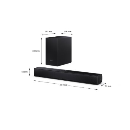 Sharp Compact 2.1 Soundbar with Wireless Subwoofer , HT-SBW121 , 240 W , Bluetooth , Wireless connection , Black
