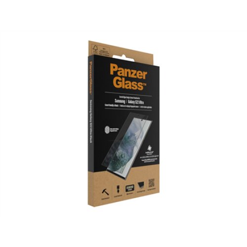 PanzerGlass , Samsung , Galaxy S22 Ultra , Tempered glass , Black , Case friendly. Compatible with ultrasonic fingerprint sensor. 100 % touch sensitivity. Antibacterial (ISO 22196 certified & JIS 22810 approved) , Screen Protector