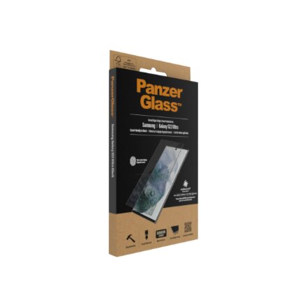 PanzerGlass , Samsung , Galaxy S22 Ultra , Tempered glass , Black , Case friendly. Compatible with ultrasonic fingerprint sensor. 100 % touch sensitivity. Antibacterial (ISO 22196 certified & JIS 22810 approved) , Screen Protector