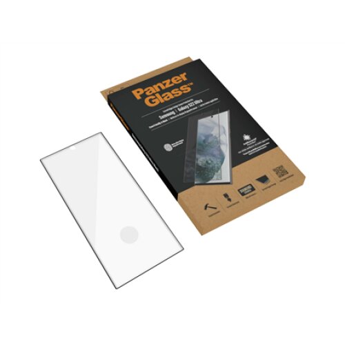 PanzerGlass , Samsung , Galaxy S22 Ultra , Tempered glass , Black , Case friendly. Compatible with ultrasonic fingerprint sensor. 100 % touch sensitivity. Antibacterial (ISO 22196 certified & JIS 22810 approved) , Screen Protector