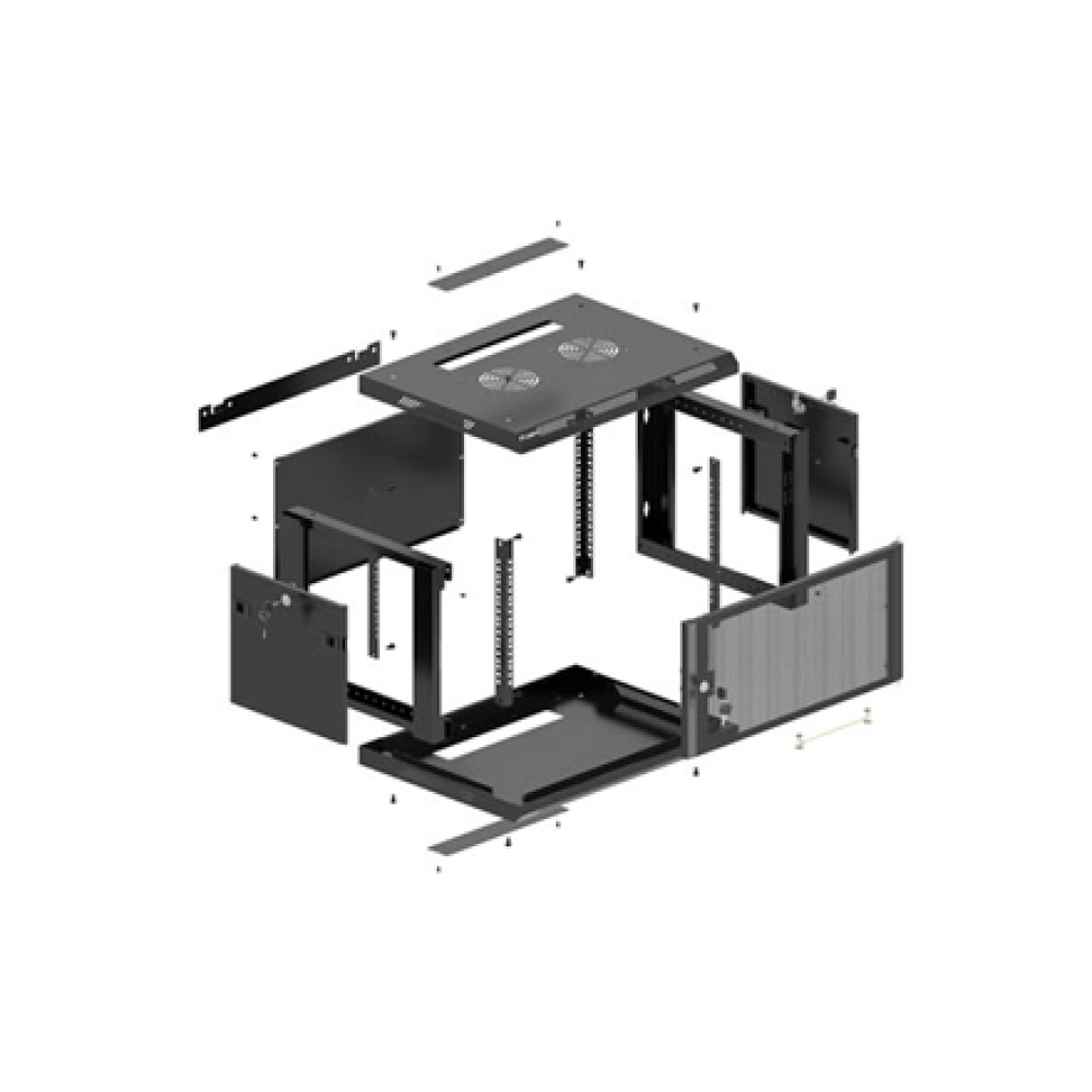 Lanberg Wall mounted installation cabinet 1912U 600X600, Black perforated door (Flat pack) , Lanberg