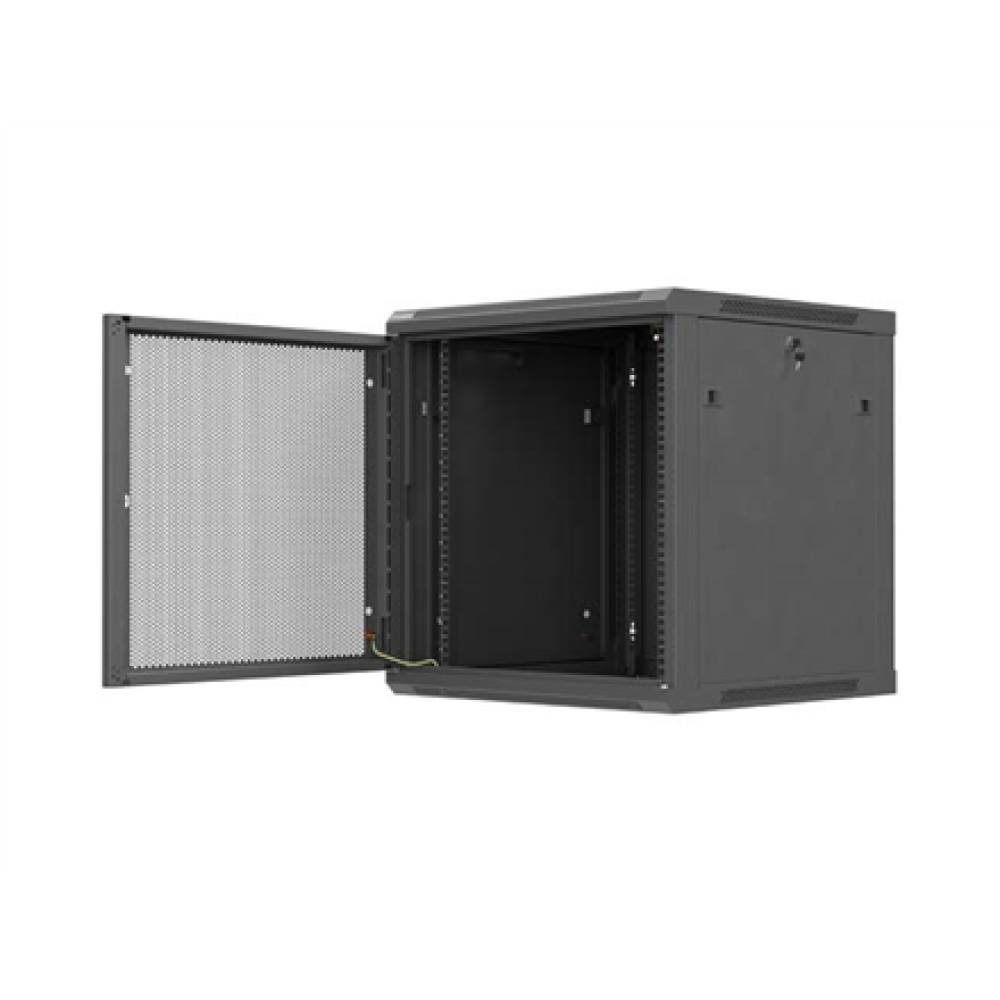 Lanberg Wall mounted installation cabinet 1912U 600X600, Black perforated door (Flat pack) , Lanberg