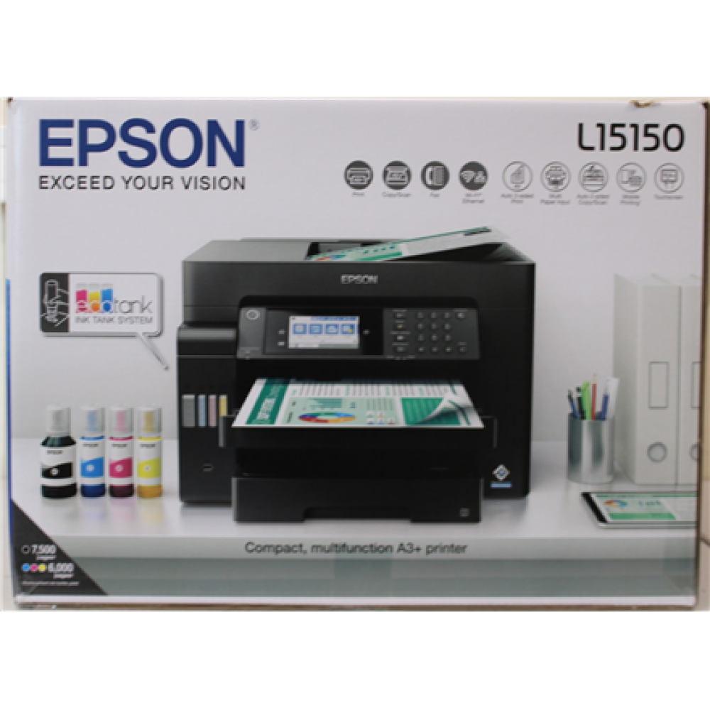 SALE OUT. Epson EcoTank L15150 Pint Scan Copy Fax , Epson , EcoTank L15150 , Inkjet , Colour , Multicunctional Printer , A3+ , Wi-Fi , Black , DAMAGED PACKAGING