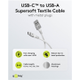 Goobay USB-C to USB-A Supersoft Textile Cable with Metal Plugs, 1 m, white