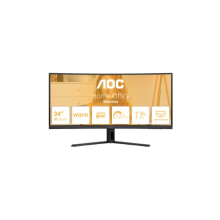 AOC , CU34B3E , 34 , VA , WQHD , 21:9 , 120 Hz , 4 ms , 3440 x 1440 pixels , 300 cd/m² , HDMI ports quantity 1 , Black
