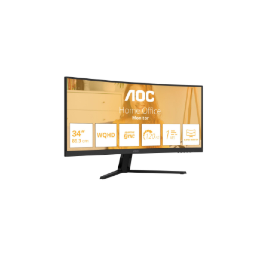 AOC CU34B3E , 34 , VA , WQHD , 21:9 , 120 Hz , 4 ms , 3440 x 1440 pixels , 300 cd/m² , HDMI ports quantity 1 , Black