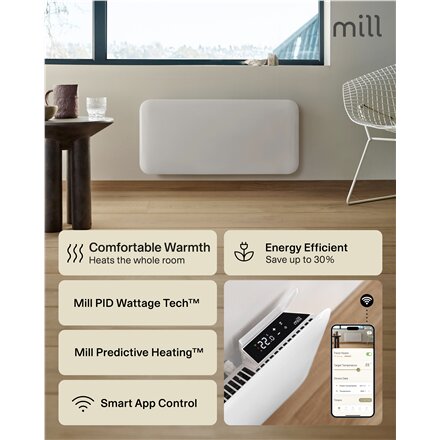 Mill Invisible Smart WiFi Heater , PA1500WIFI4 , Panel Heater , 1500 W , Suitable for rooms up to 18-22 m² , White , IPX4