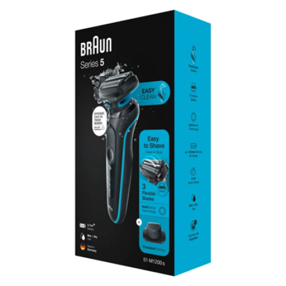Braun , Shaver , 51-M1200s , Operating time (max) 50 min , Wet & Dry , Black/Mint