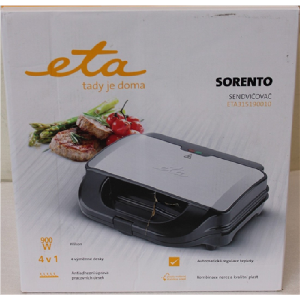 SALE OUT. ETA , 4 in 1 sandwich maker , ETA315190010 , 900 W , Number of plates 4 , Number of pastry 2 , Black/Stainless steel , DAMAGED PACKAGING