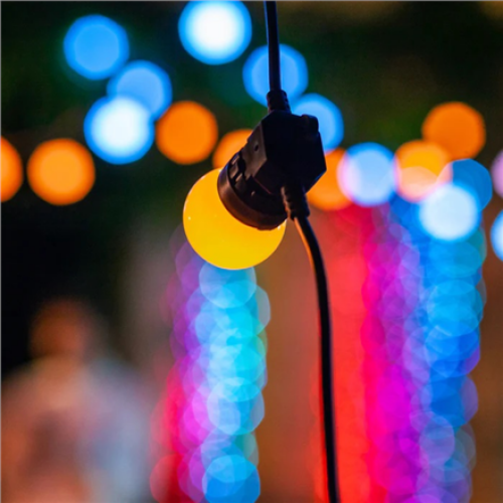 Twinkly Festoon Smart LED Lights 40 RGB (Multicolor) G45 bulbs, 20m