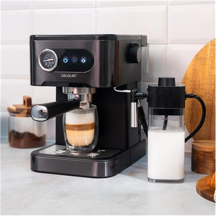 Cecotec Coffee machine , Power Espresso 20 Pro Latte , Pump pressure 20 bar , Built-in milk frother , Semi-automatic , Black , 1350 W