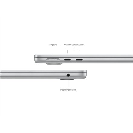 Apple MacBook , Air , Silver , 13 , IPS , 2560 x 1664 pixels , Apple M3 , 8 GB , Solid-state drive capacity 512 GB , Apple M3 chip 8-core CPU/10-core GPU , macOS , 802.11ax , Bluetooth version 5.0 , Keyboard language English , Keyboard backlit , Warranty 