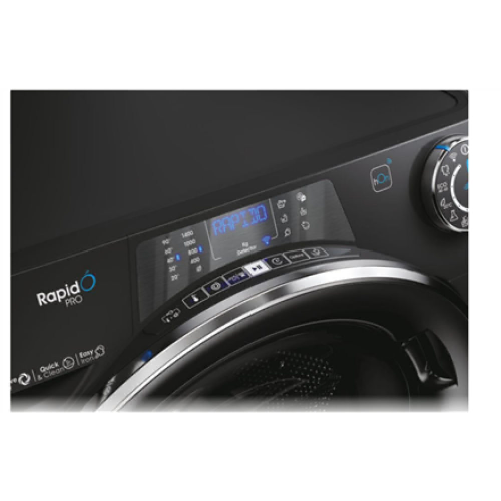 Candy , Washing Machine , RP 496BWMBCB/1-S , Energy efficiency class A , Front loading , Washing capacity 9 kg , 1400 RPM , Depth 53 cm , Width 60 cm , Display , TFT , Steam function , Wi-Fi , Glossy Black