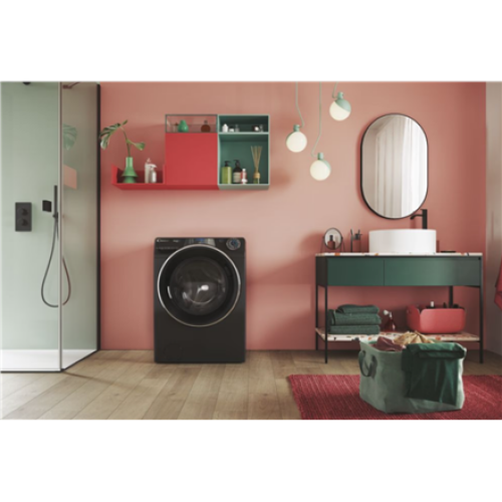 Candy , Washing Machine , RP 496BWMBCB/1-S , Energy efficiency class A , Front loading , Washing capacity 9 kg , 1400 RPM , Depth 53 cm , Width 60 cm , Display , TFT , Steam function , Wi-Fi , Glossy Black