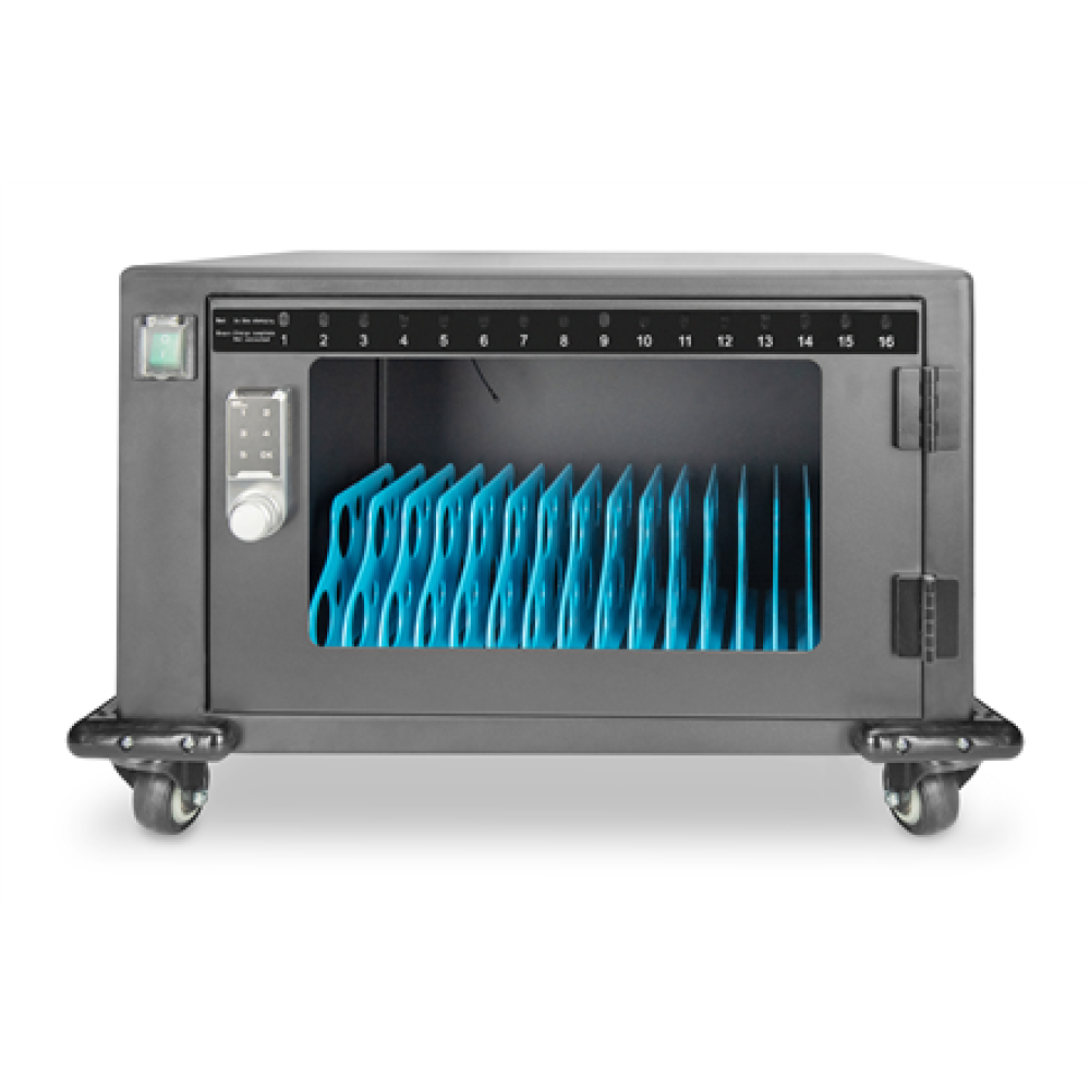 SALE OUT. Digitus Charging trolley, 16 charge bases, 14, black 384 x 550 x 375 mm, electr. lock, incl. USB, fan , Digitus , Black , USED, SCRATCHES ON CORNERS