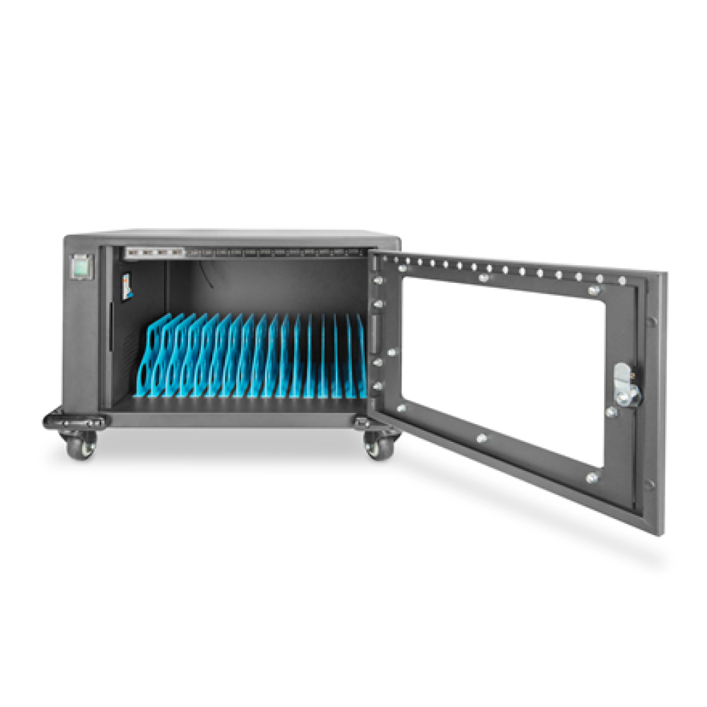 SALE OUT. Digitus Charging trolley, 16 charge bases, 14, black 384 x 550 x 375 mm, electr. lock, incl. USB, fan , Digitus , Black , USED, SCRATCHES ON CORNERS