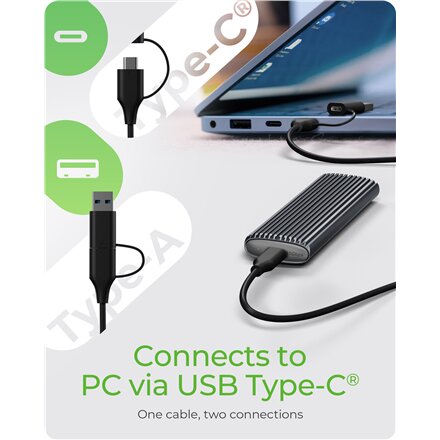 Raidsonic , M.2 NVMe and SATA SSD Enclosure via USB Type-C , IB-1808MCT-CU31
