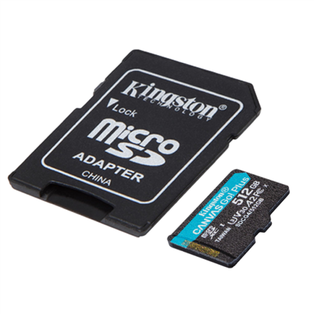 Kingston , Canvas Go! Plus , 512 GB , microSD , Flash memory class Class 10, UHS-I, U3, V30, A2