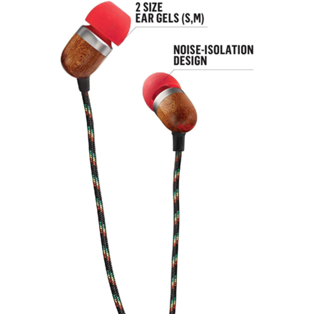 Marley , Earbuds , Smile Jamaica , Wired , In-ear , Microphone , Red
