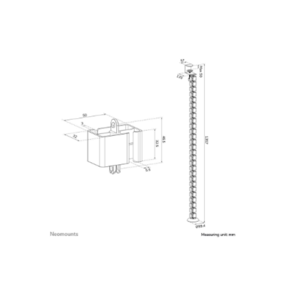 Neomounts ADS06-131WH Cable spine, Clamp-on design, Universal