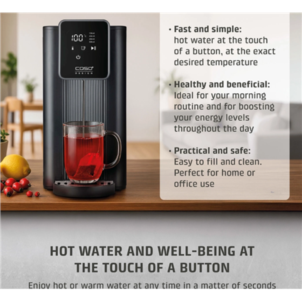 Caso Turbo Hot Water Dispenser , HW 616 , Water Dispenser , 2600 W , 2.5 L , Plastic/Stainless Steel , Black/Stainless Steel