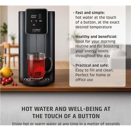 Caso , Turbo Hot Water Dispenser , HW 616 , Water Dispenser , 2600 W , 2.5 L , Plastic/Stainless Steel , Black/Stainless Steel