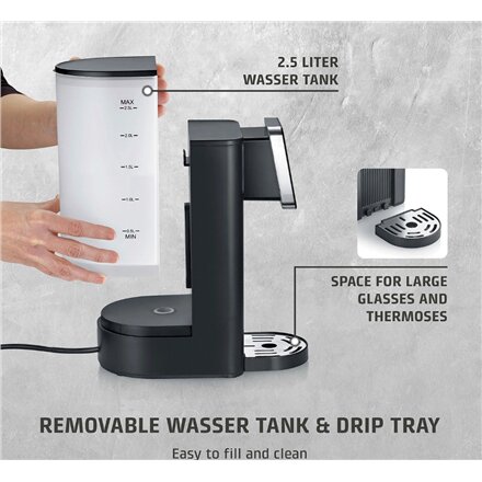 Caso , Turbo Hot Water Dispenser , HW 616 , Water Dispenser , 2600 W , 2.5 L , Plastic/Stainless Steel , Black/Stainless Steel