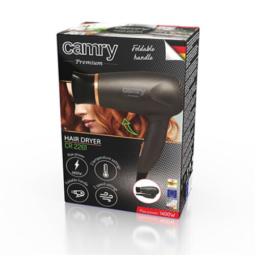 Camry , Hair Dryer , CR 2261 , 1400 W , Number of temperature settings 2 , Metallic Grey/Gold