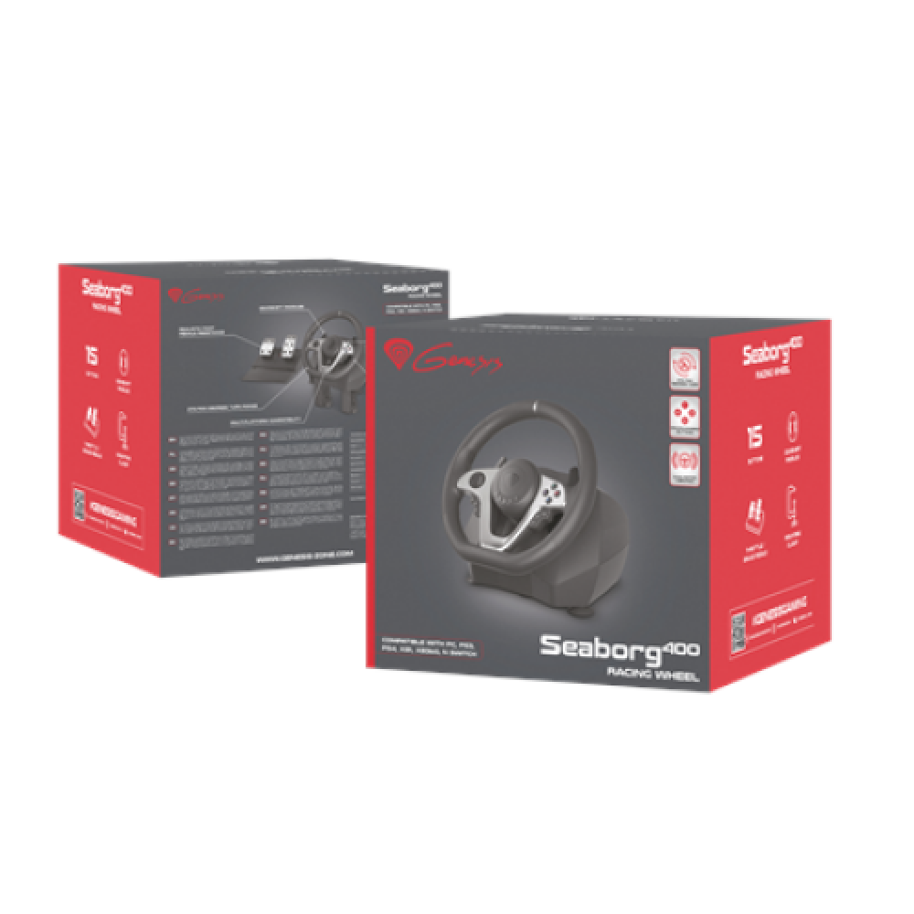 Genesis , Driving Wheel , Seaborg 400 , Silver/Black , Game racing wheel