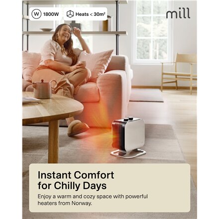 Mill , Heater , CUS1800MECWA , Fan heater , 1800 W , Number of power levels 2 , Suitable for rooms up to 10-30 m² , White