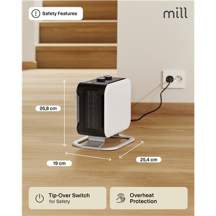 Mill , Heater , CUS1800MECWA , Fan heater , 1800 W , Number of power levels 2 , Suitable for rooms up to 10-30 m² , White