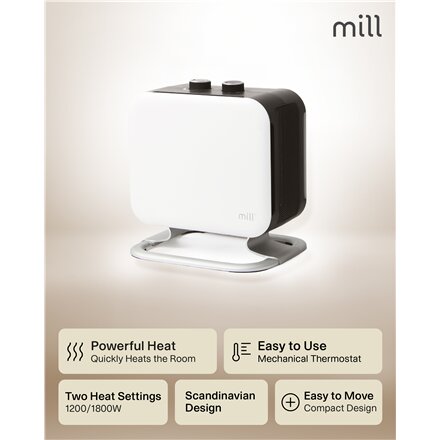 Mill , Heater , CUS1800MECWA , Fan heater , 1800 W , Number of power levels 2 , Suitable for rooms up to 10-30 m² , White
