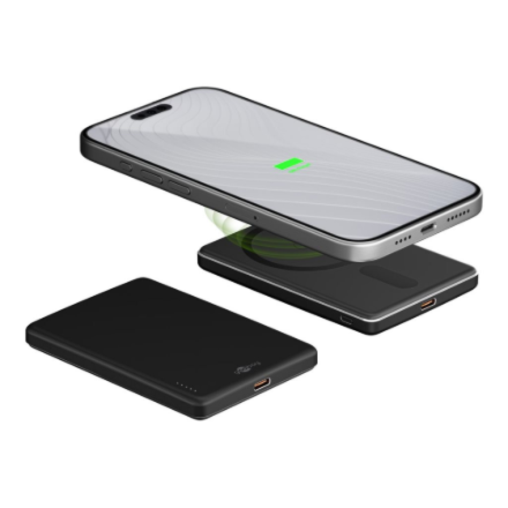 Goobay Magnetic Wireless Power Bank , 70182 , 5000 mAh , USB-C , Black